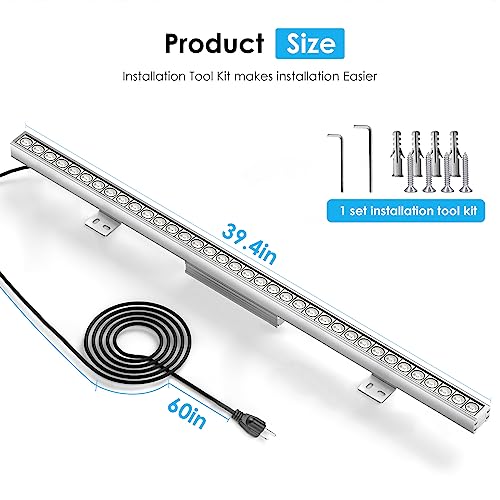 Nanzgecc 36W Led Wall Washer Light, 5000K Daylight White 3.2Ft 120V Wash Light Bar, 3850Lm Ip67 Waterproof Plug In Lights For Outdoor Indoor Lighting Project Church Landscape Garden Building-2 Pack… #TOP6