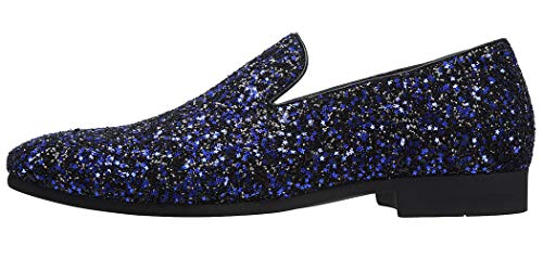 Santimon Mens Slip On Loafer Shoes Metallic Sequins Nightclub Glitter Loafers Luxury Wedding Prom Shoes2