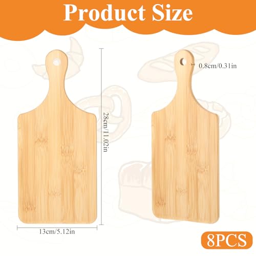 8 piezas tabla de cortar rectangular de bambú con mango miniatura 2