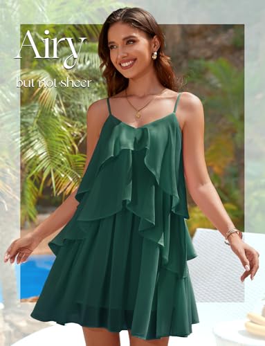 Image of DRESSTELLS Women's Cocktail Ruffle Tiered Dresses, Formal Wedding Guest Graduation Party Mini Dress