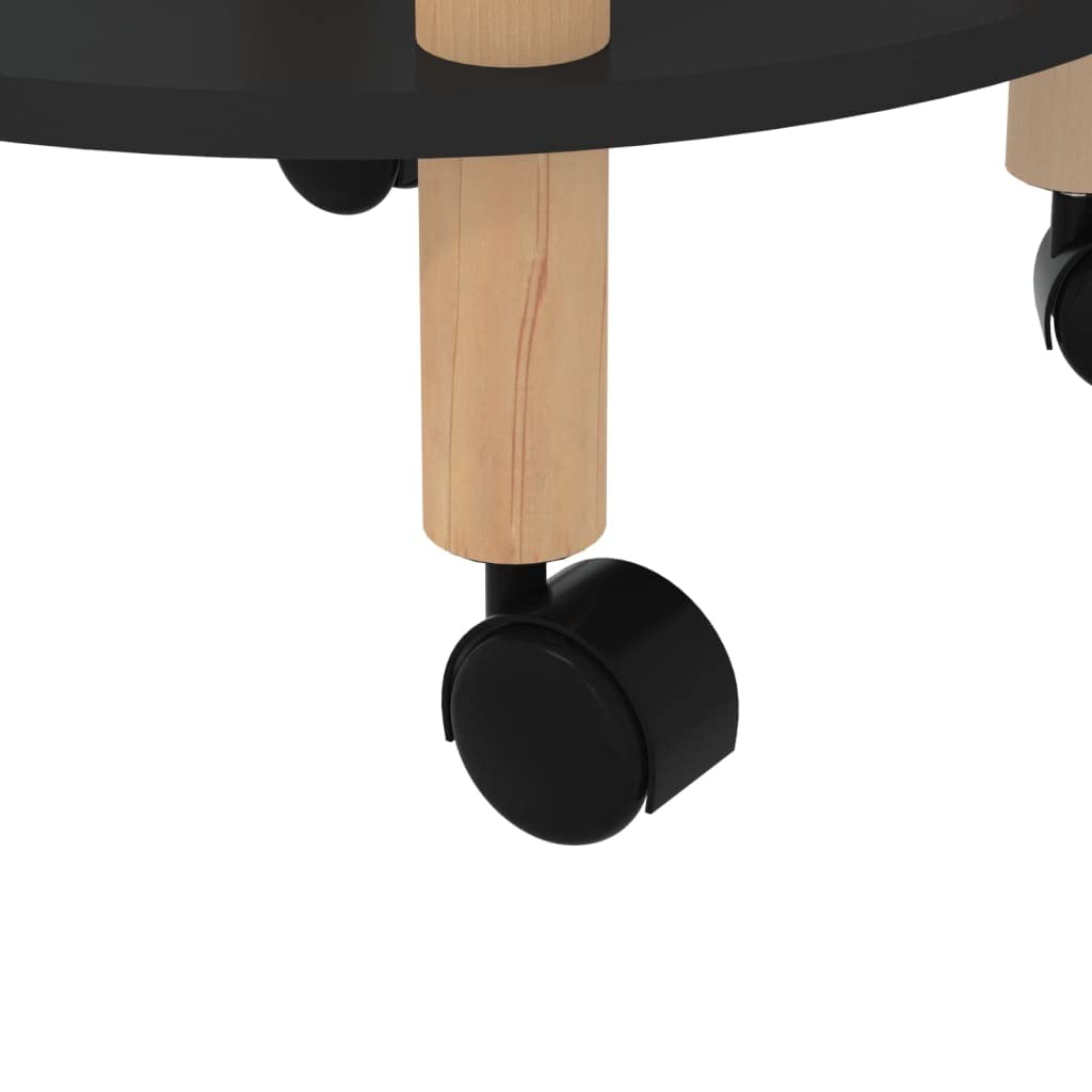 Carrello da portata a 3 ripiani, nero, in legno di pino, 38 x 38 x 82 cm, con ruote e molto spazio per cucina, carrello da bar, isola da cucina, carrello e carrello d'appoggio