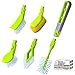 Guay Clean Kitchen Dish Brush Set with Handle and Scrapper â€“ 4pc Brushes Includes: Rectangular, Round, Bottle, Corner, Bonus Scrub Sponge for Household Cleaning and Dishwashing, Stiff Bristles - Green