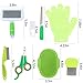 VCZONE 8 Pcs Small Animal Grooming Kit, Pink with Pet Nail Clipper and File, Flea Comb, Pet Shampoo Bath Brush, Pet Shedding Slicker Brush, Bath Massage Glove, Cleaning Comb (Green)