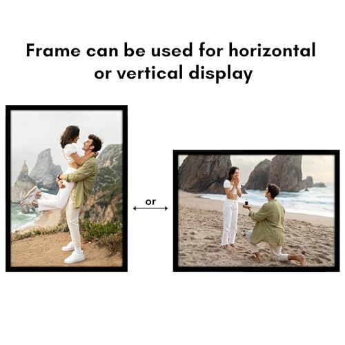 Image of Americanflat 10x14 Picture Frame with Shatter-Resistant Glass - Streamline Collection - Thin Border Picture Frame for Wall Display - Hanging Hardware Included - Black