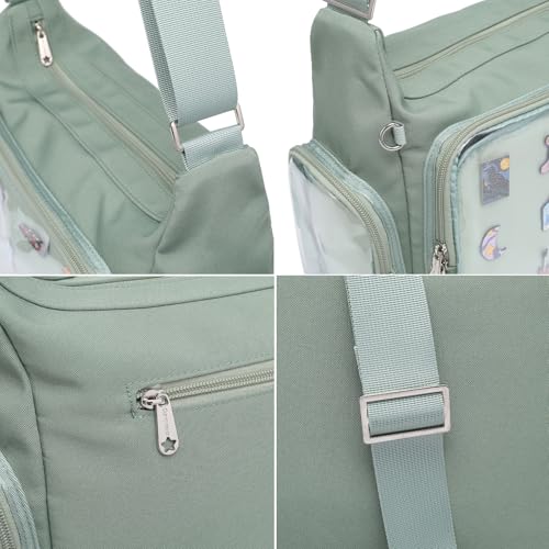 Image of Canvas Ita Bag Crossbody Shoulder Bag Kawaii Purses and Handbags with Anime Pins Display Medium