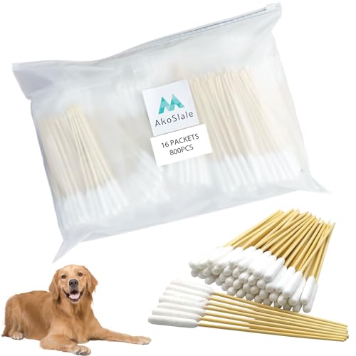 Image of Dog Ear Swabs Bulk Pack 800 Count - 6 Inch Bamboo Cotton Swabs for Dogs & Cats, Lint-Free Large Absorbent Heads for Professional Grooming & Multi-Pet Homes, Refill Pack (16 Resealable Packs)