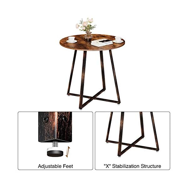 Rolanstar Dining Table Rustic Round Table with Metal Legs for Kitchen Living Room Coffee Table Bristro Table for Cafe/Bar - Image 7