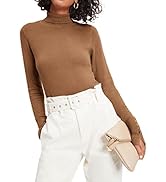 REVETRO Womens Turtleneck Knitted Sweaters Basic Long Sleeve Shirts Slim Fit Thermal Underwear Tops