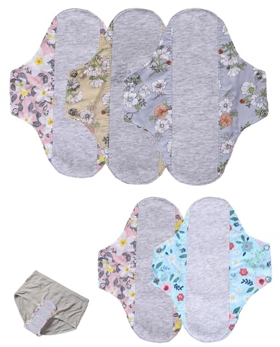 ZKUNL 5 Piezas Salvaslip Algodón Orgánico,Compresas Reutilizables Lavables,Protectores de Bragas 23cm Y 28cm,Para Menstruación Prevenir Fugas De Orina