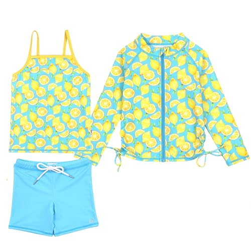 Product Image of the SwimZip Girls 3 Pc Swim Set w/Long Sleeve Rash Guard, Tankini & Shorts UPF 50+...