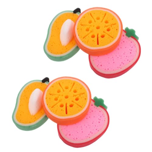 BESPORTBLE Esponjas para Platos Forma de Frutas Divertidas 6 Unidades 2 Fresa 2 Naranja 2 Aguacate Esponja de Cocina para Lavar Platos Estropajo Fuerte para Eliminar Grasa Apta para