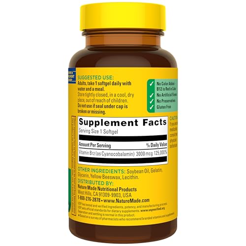 Nature Made Vitamin B12 Extra Strength 3000 mcg Softgels, 60 Softgels - image 9