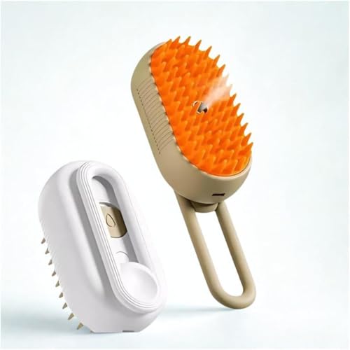 Escova Pet Massageadora 3 em 1 A Vapor Ideal Para Cães e Gatos Recarregável Premium Vaporizadora Com Alça Dobrável Autolimpante Para Massagem e Remoção de Pelos.