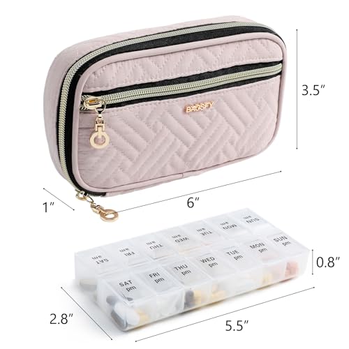 Image of BAGSFY Pill Organizer Case 2 Times a Day- Weekly Medicine Organizer Travel Pill Box with Removable 7 Day Medicine Case Container for Fish Oil, Vitamin, Supplement