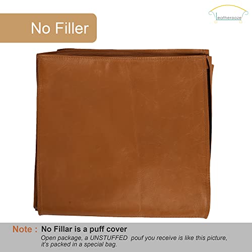 Leatherooze Amazing Square Unstuffed Ottoman Pouffe Moroccan Leather, Ottoman Square Pouf, Light Tan Handmade Footstool Square Pouffe Moroccan (34 * 34 * 18 Inch) #TOP3