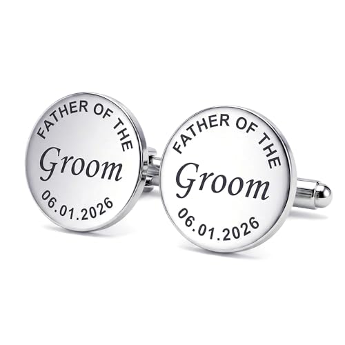 Image of TRUESILVER ACPL 925 Sterling Silver Personalized Customized Engraved Initial or Name Designer Cufflinks for Men, Boys, Fathers and Grand Father