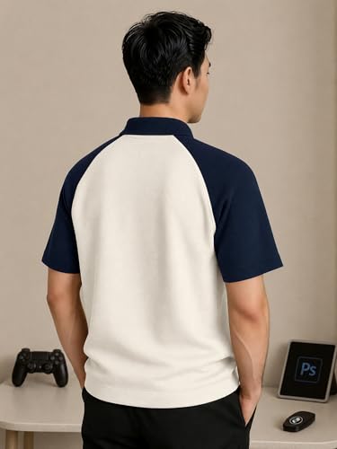 Image of Jump Cuts || Mens || Printed || Polo Neck || Raglan Half Sleeve || Cotton Blend || T-Shirt