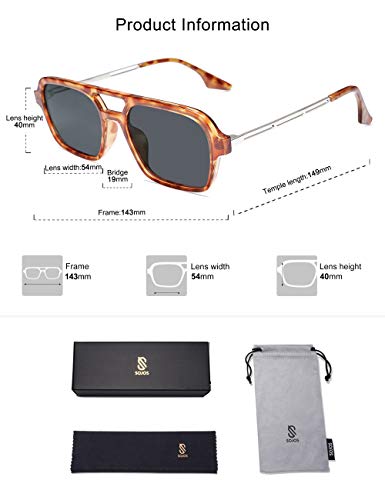 Image of SOJOS Vintage Polarized Aviator Sunglasses for Women Men 70s Retro Flat Narrow Rectangular Womens Glasses SJ2186