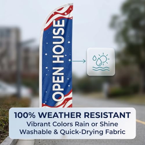 Open House Flags for Real Estate - Open House Signs for Real Estate - Feather Flags for Business and Advertising - Replacement Swooper Flag 12ft x 2.5ft (Pole and hardware are not included) Blue - Image 4