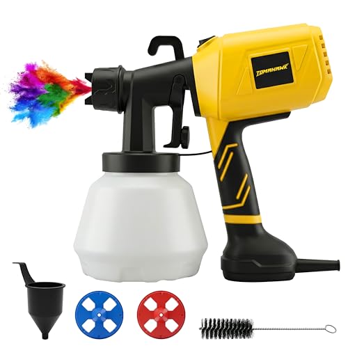 Image of Tomahawk EPS-C10 550W Electric Paint Sprayer with 100% Copper Motor, 1000ml Tank, 3 Nozzles (1.0 /1.8 /2.5mm), HVLP High Flow 800ml /min for Home & DIY Painting (Yellow)
