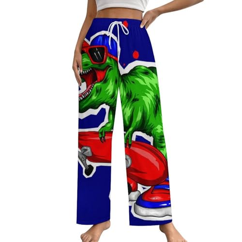 Bas de pyjama dinosaure skateboard pour femme idéal pour le cocooning à la maison