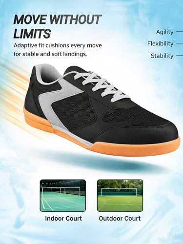 Image of Centrino Men's Badminton Shoes | Lightweight Indoor Court Shoes | Breathable Mesh Sports Sneakers | Non-Marking Grip Sole | Comfortable Training & Play Footwear (9345)