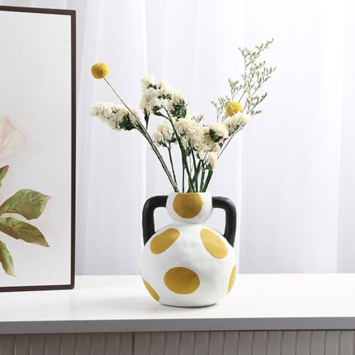 Jarrón nórdico de cerámica, elegante decoración del hogar para sala de estar, arreglo floral de escritorio, adornos elegantes para interiores modernos