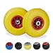 relaxdays 2X Ruote per Carriola, in Gomma Antipanne, 3.00-4", ASSE 20mm, Max.150 kg, 260 x 85 mm, Giallo-Rosso