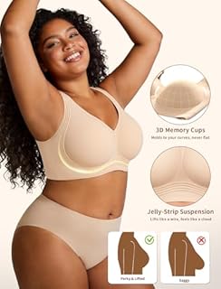KeepMyself Women Supportive Wireless Bra Push Up Full Coverage Seamless Bra Comfortable No Underwire Everyday Bra with Padded Nude X
