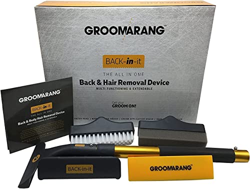 Groomarang Back and Body Hair Removal Device - Multi-Function and Retractable Razor and Hair Remover for Men, Cream Tool, Back-in-it