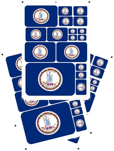 PELTGOAL America USA US Virginia VA State Flag Stickers United States of America Different Sizes Sticker (Virginia VA)