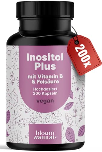 Inositol Kapseln 2000 mg 200 Kapseln angereichert mit Inositol Vitamin B6 & Folsäure vegan glutenfrei Produziert in Deutschland Verpackung kann variieren