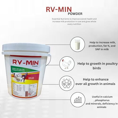 Image of RV-MIN Mmc 15 Kg,Bucket Mineral Mixture for Cow, Buffalo,Sheep,Goat and Other Diary and Farm Animals, Powder, Milk, All Life Stages