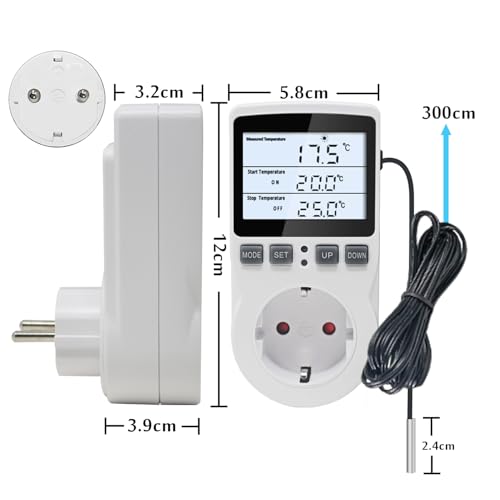 Enchufe de termostato digital VA pantalla LCD salida 16A controlador de temperatura programable 8
