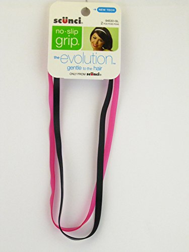 Scunci The Evolution No Slip Grip Head Bands - 2 Pcs. (Black & Pink)