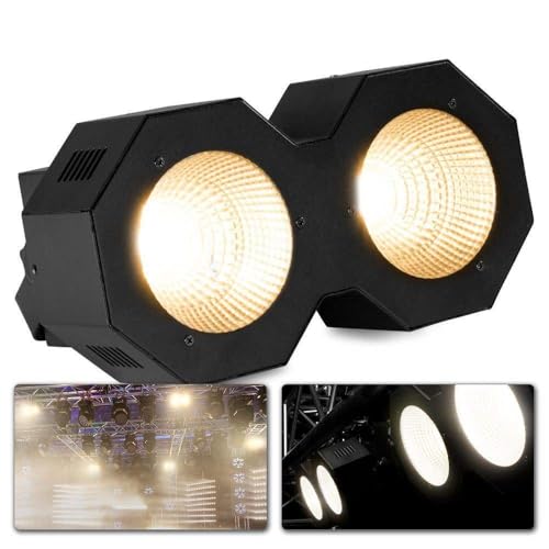 beamz SB200 LED Stage Blinder Strobe – 2 x 50W COB Warm White Stage Lighting Effect with 6-Channel DMX Control, Sound Activation and Master/Slave Modes for Clubs, Venues, DJs & Theatre