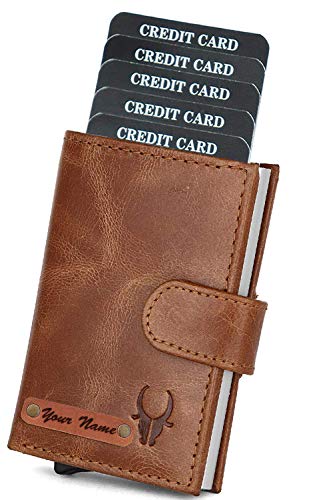 Image of WildHorn Customizable Leather Wallet for Gifting | Engrave with Your Name,Company Name or Initials (Tan Crunch)