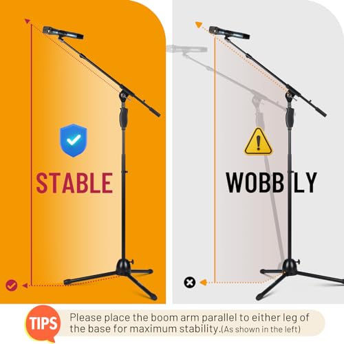 Cahaya EVUS-CY0362 Tripod Microphone Stand: Boom Arm One-Button Release Floor Mic Stand Portable thumb #3