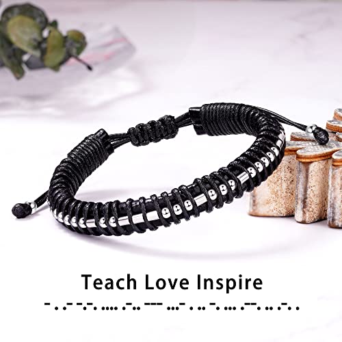 Inspirational Gifts for Men Morse Code Bracelets Mens Bracelets Graduation Gifts for Him Fathers Day Adjustable Leather Bracelet Motivational Birthday Annivesary Jewelry Stocking Stuffers for Men