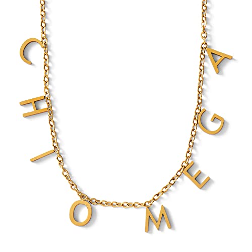Sorority Shop Chi Omega Necklace — CO Name Necklace, 18K Gold Plated Sorority Gifts Necklace, Long-Lasting Chi Omega Gifts for Women