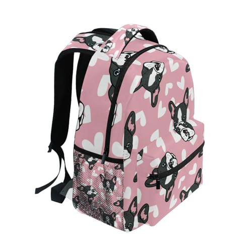 Sac à dos ordinateur portable imperméable avec compartiments renforcés motif bouledogue