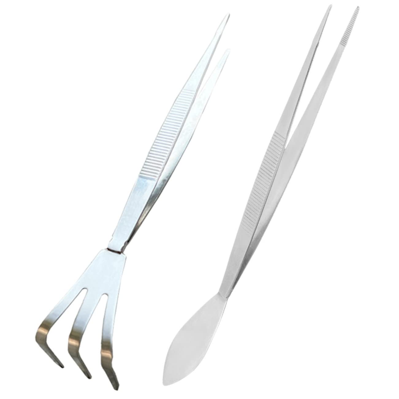 IWOWHERO 2pcs Bonsai Tweezers Rake Set Stainless Steel Gardening Tool for Bonsai Multi-function Tweezers Rake for Plant Care