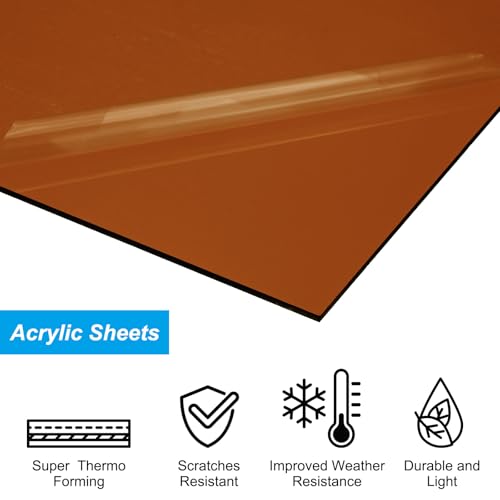 Image of PATIKIL 1 /8 Inch Thick Acrylic Sheets, 2Pack 16x12 Inch Plastic Sheet Colorful Board Panel for Sign, DIY, Painting, Art Craft, Brown