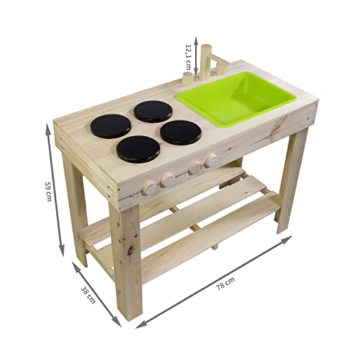 mgc24 Matschküche S, Outdoor Spielküche für Kinder aus Kiefernholz, Kinderküche für Garten Terrasse Spielhaus – Bild 3