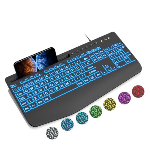 SABLUTE Wired Keyboard Large Print Computer Keyboards, Lighted USB