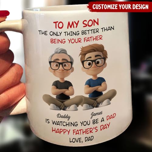 Taza personalizada para hijo con mensaje de papá miniatura 2
