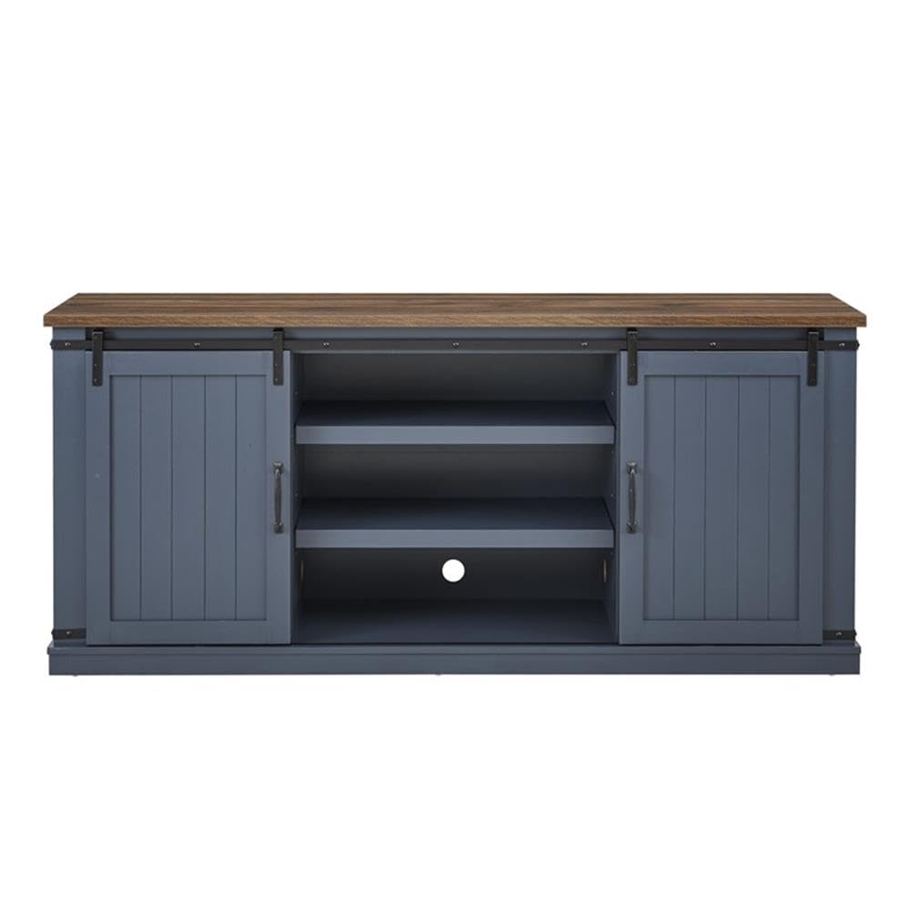 LIVILAND 68 in. TV Media Stand for TV up to 75 in. Navy w/Walnut Color Desktop