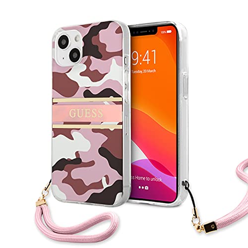 Guess Phone Coque Rigide pour iPhone 13 Motif Camouflage ros