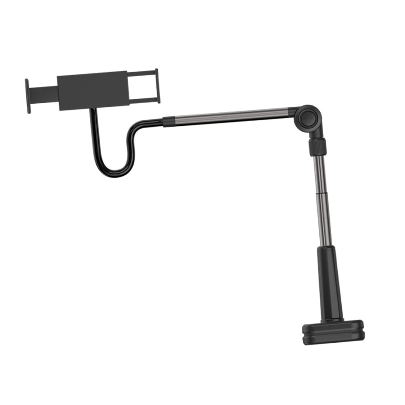 Supporto per Telefono da Scrivania Rotazione 360° Nero | Abs, Pc, Lega di Alluminio e Silicone, Apertura 120-255mm, Morsetto 0-75mm