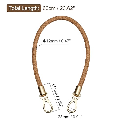 uxcell Leather Purse Strap, 60cm/23.6" PU Braided Purse Replacement Handle for Women's Handbag Underarm Bag Tote (Coffee) - Image 2